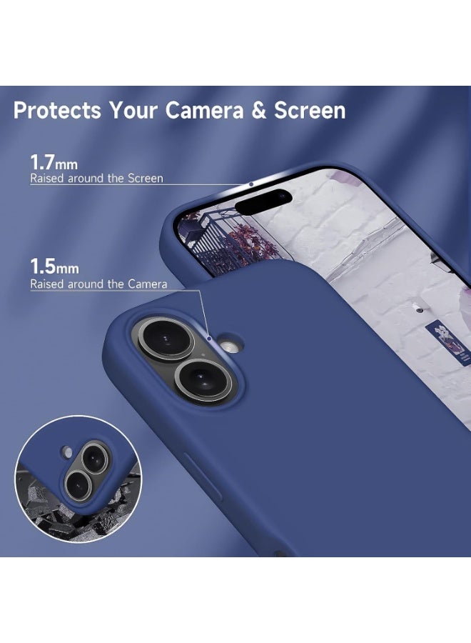 متوافق مع غطاء هاتف آيفون 16، مقاس 6.1 بوصة، نحيف، مصنوع من السيليكون السائل، 4 طبقات، مطاط جل ناعم، غطاء حماية للهاتف مقاوم للصدمات مع بطانة من الألياف الدقيقة المضادة للخدش (أزرق) - Image 4